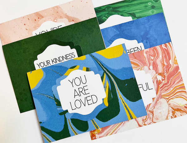 Color Spill Gratitude Cards - 6 pack- Handmade Blank Thank You Notes