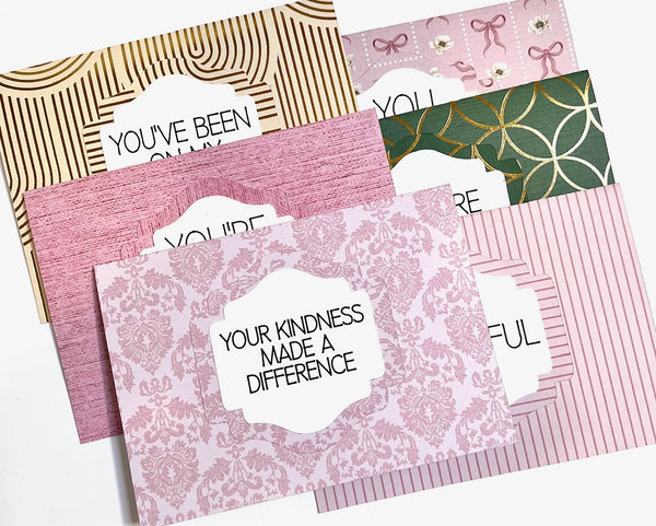 Rosy & Regal Gratitude Cards - 6 pack- Handmade Blank Thank You Notes