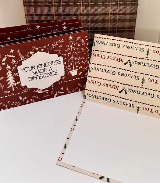 Woodland Winter Gratitude Cards - 6 pack- Handmade Blank Thank You Notes