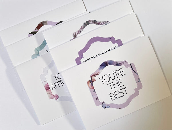 Enchanted Garden Minimalist Gratitude Cards - 6 pack of Handmade Thank You Notes