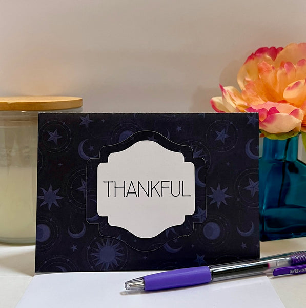 Moon and Stars Gratitude Cards | 6 Blank Folded Thank You Cards
