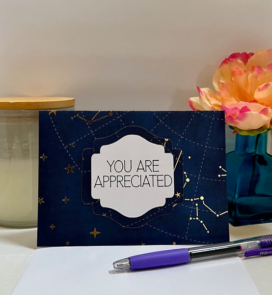 Moon and Stars Gratitude Cards | 6 Blank Folded Thank You Cards